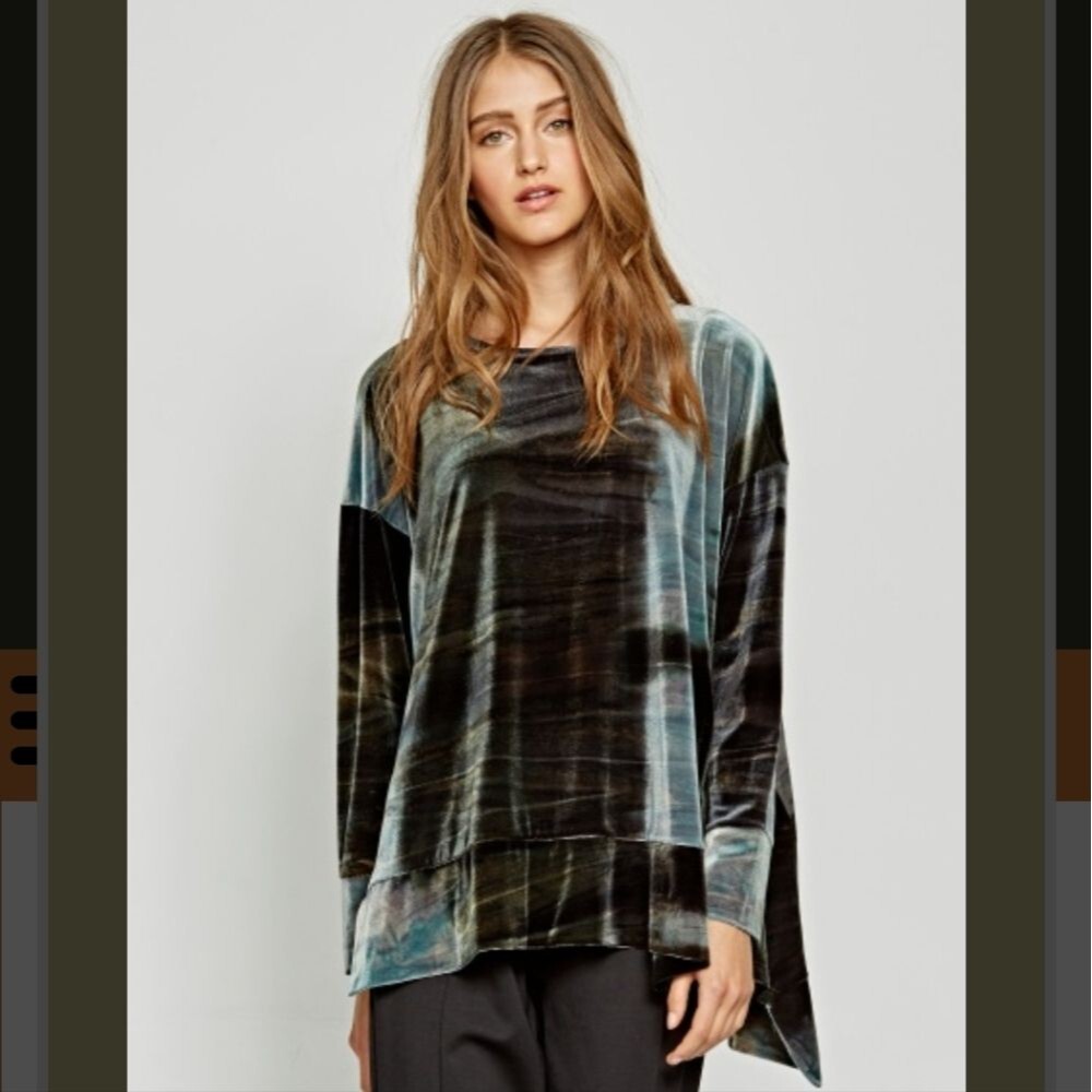Alembika Multicolor Velour Flare Long Sleeve Top 4 M (Box3)
